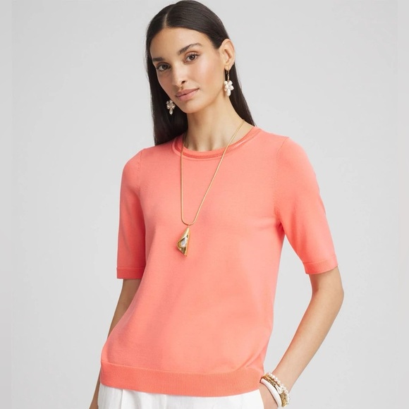 Chico's Sweaters - Chico’s Crewneck Pullover Sweater in Melon Mambo